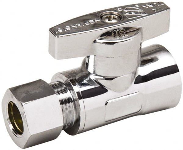 FIP 3/8 Inlet, 125 Max psi, Chrome Finish, Brass Water Supply Stop Valve