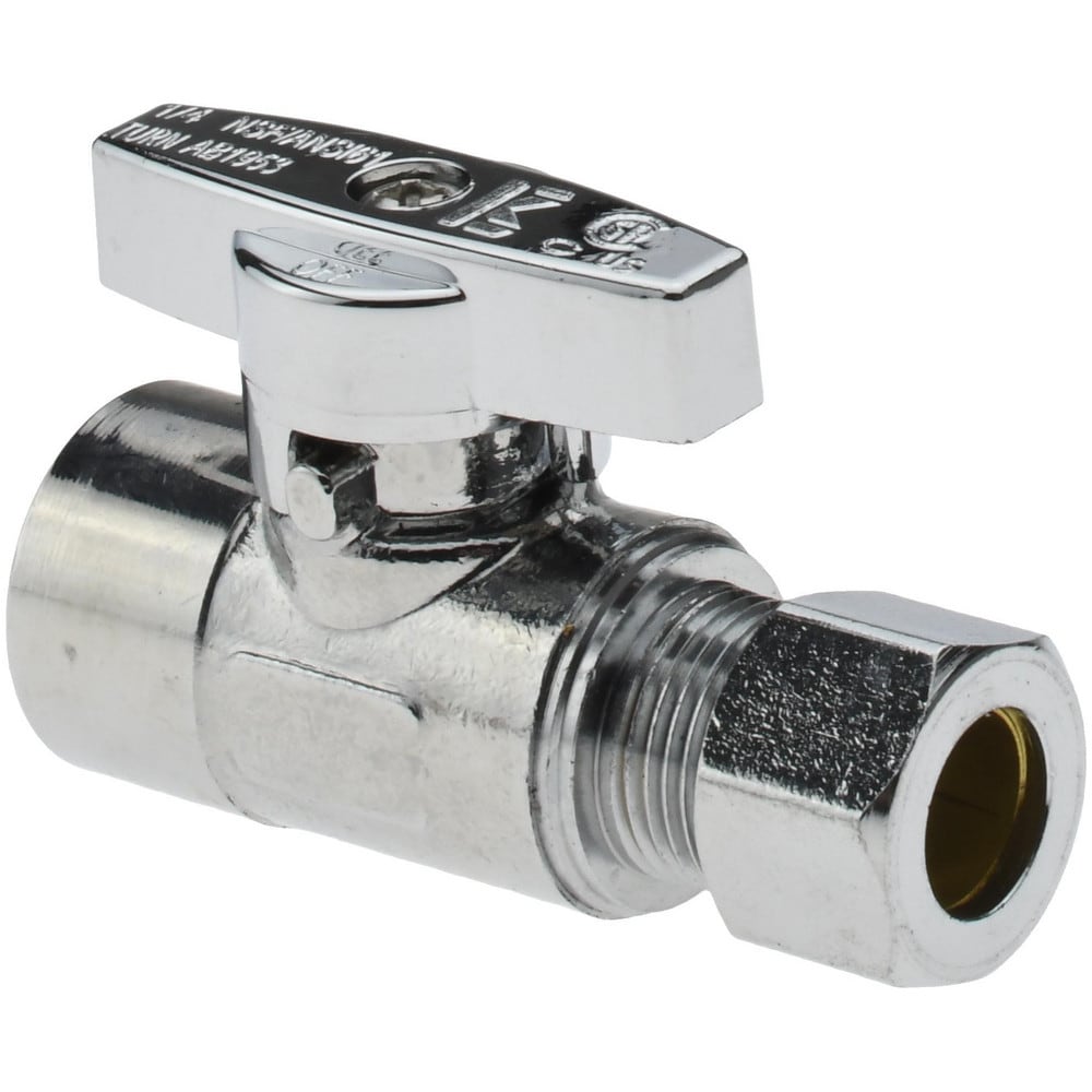 FIP 3/8 Inlet, 125 Max psi, Chrome Finish, Brass Water Supply Stop Valve