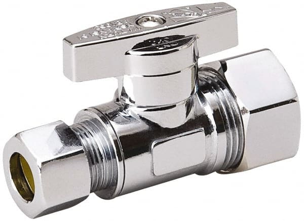 Compression 5/8 Inlet, 125 Max psi, Chrome Finish, Brass Water Supply Stop Valve