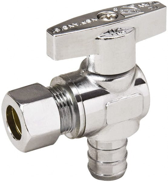 PEX 1/2 Inlet, 125 Max psi, Chrome Finish, Brass Water Supply Stop Valve