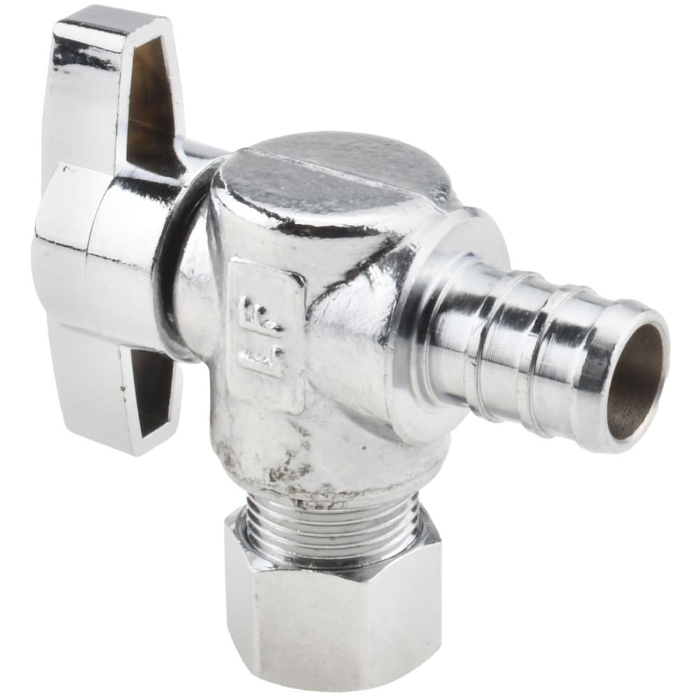 PEX 1/2 Inlet, 125 Max psi, Chrome Finish, Brass Water Supply Stop Valve