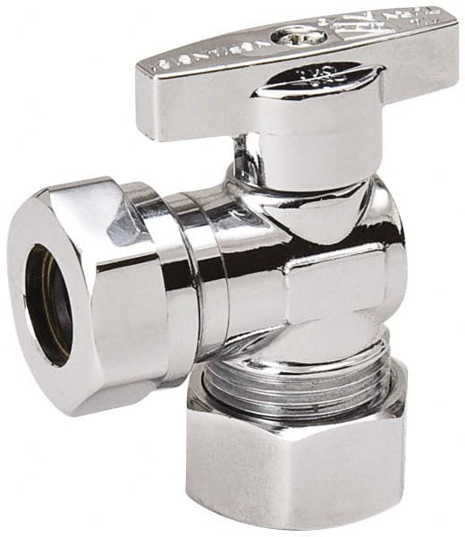 Compression 5/8 Inlet, 125 Max psi, Chrome Finish, Brass Water Supply Stop Valve