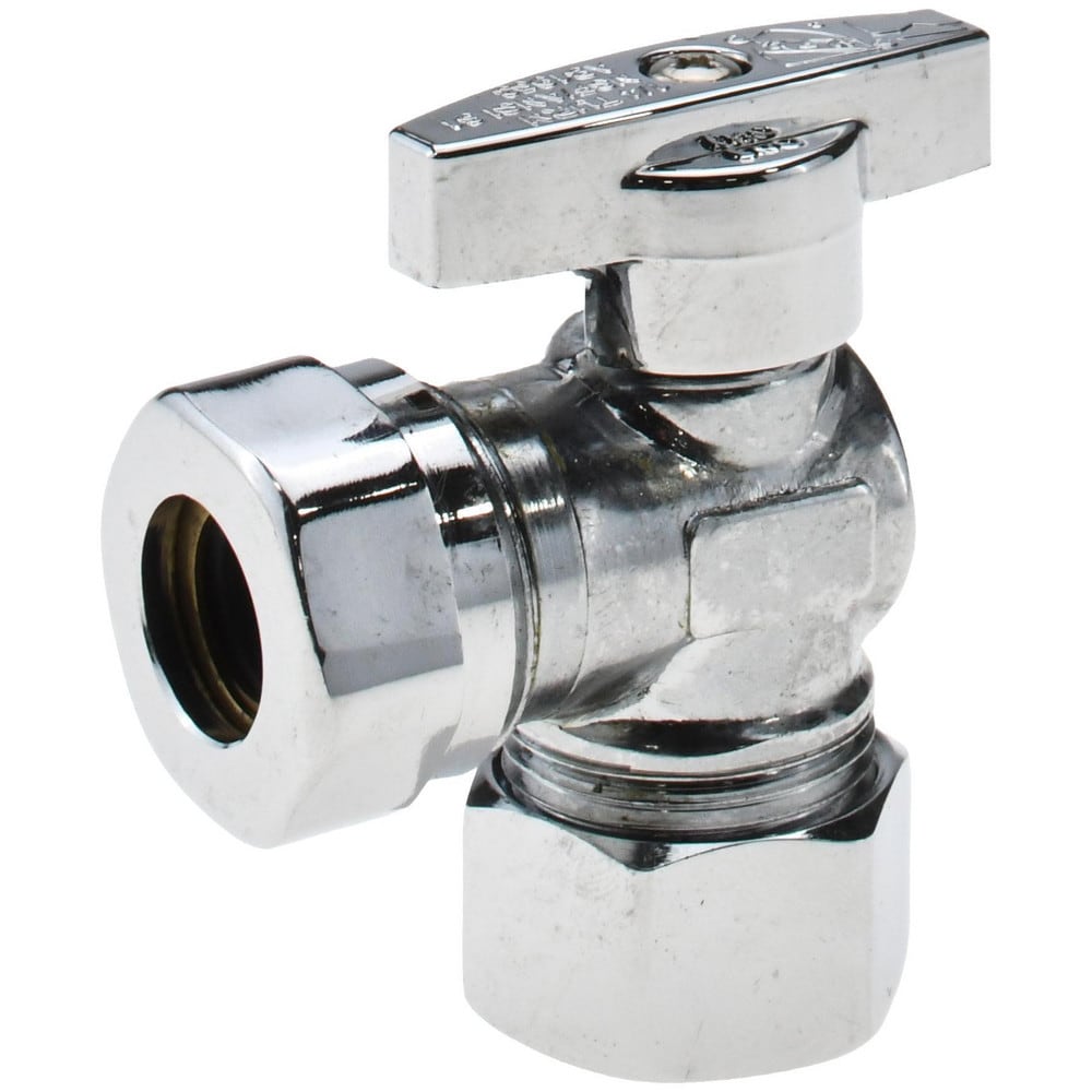 Compression 5/8 Inlet, 125 Max psi, Chrome Finish, Brass Water Supply Stop Valve