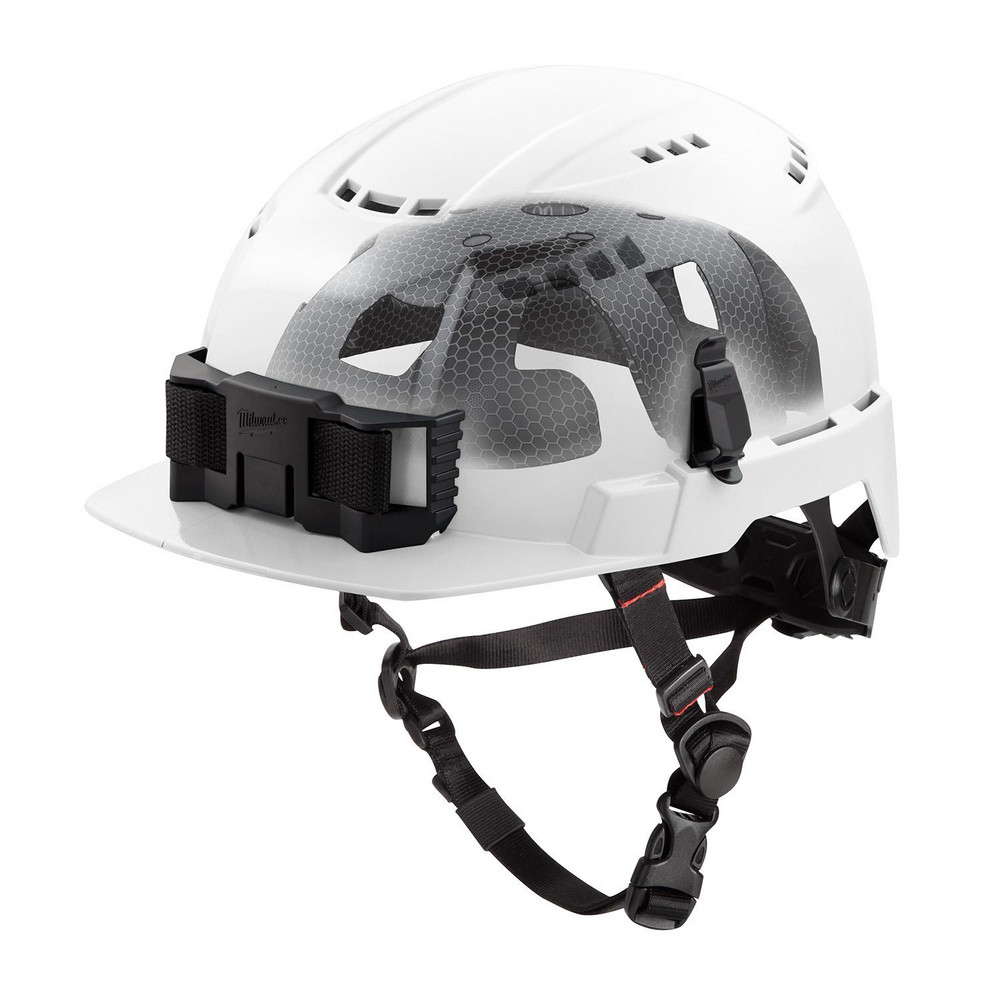 Hard Hat: Vented, Type II, Class C, Adjustable Ratchet Suspension - White, Plastic, Impact-Resistant