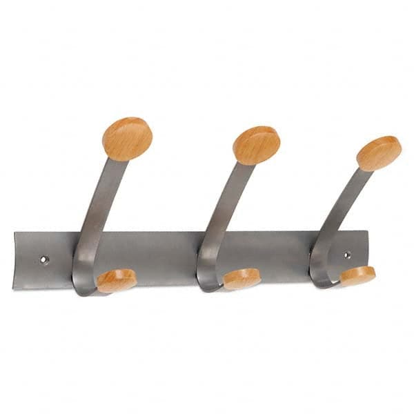Coat Racks, Hooks & Shelving; Type: Hangers ; Number of Hooks: 3 ; Color: Brown/Silver ; Length (Inch): 24-1/8 ; Height (Inch): 10-1/2 ; Depth (Inch): 18-1/4