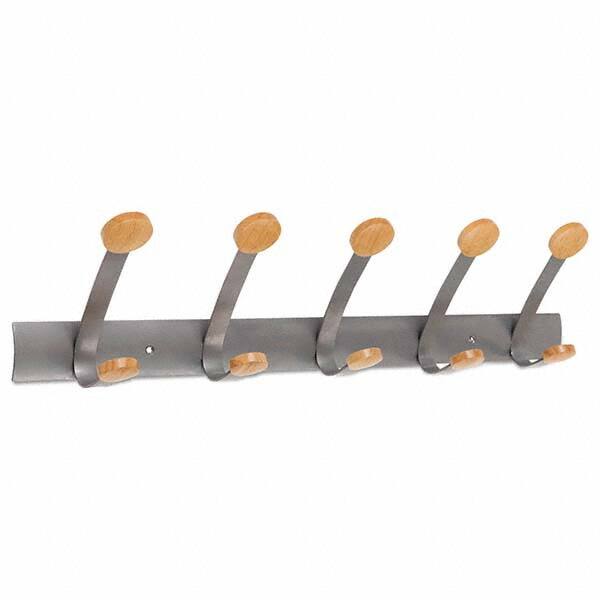 Coat Racks, Hooks & Shelving; Type: Hangers ; Number of Hooks: 5 ; Color: Brown/Silver ; Length (Inch): 24-1/8 ; Height (Inch): 10-1/2 ; Depth (Inch): 24.800