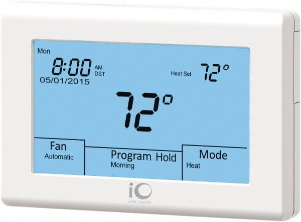 iO HVAC Controls 41 to 122° F, Heat Pump (3 Heat, 2 Cool), Multi-Stage (2 Heat, 2 Cool), Digital Touchscreen Programmable Thermostat - 24 Volts