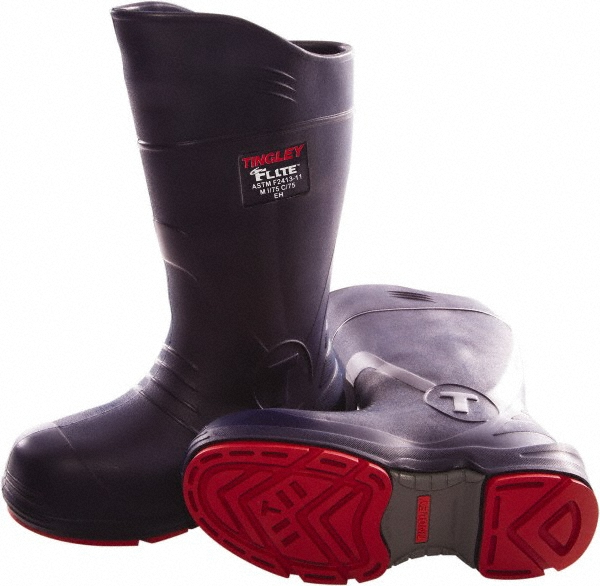 Work Boot: Size 12, Polymer, Composite Toe, Knee Boot - Blue, Medium Width, Chevron Sole