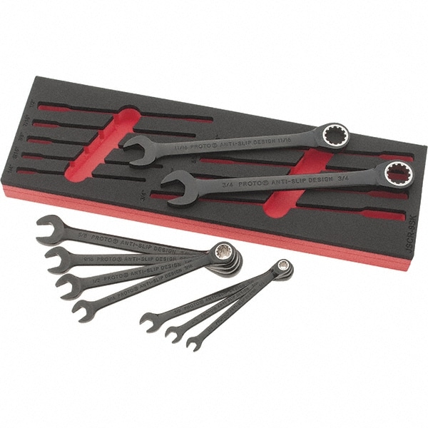 PROTO JSCR-9SK Spline Combination Wrench Set: 9 Pc, Inch Image