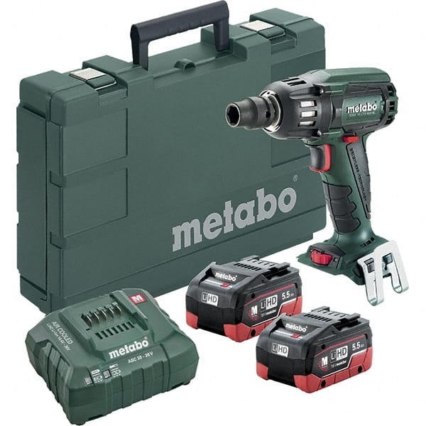 Metabo US602205550 Cordless Impact Wrench: 18V, 1/2" Drive, 0 to 4,250 BPM, 2,150 RPM 