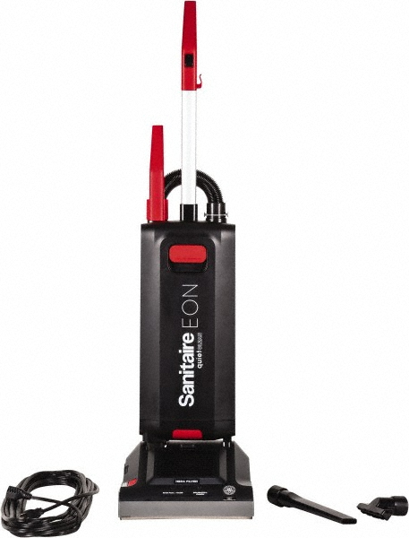Single Motor Quiet & Upright Vacuum Cleaner - 12" Cleaning Width, 10" Amps, Ergonomic Handle, Black