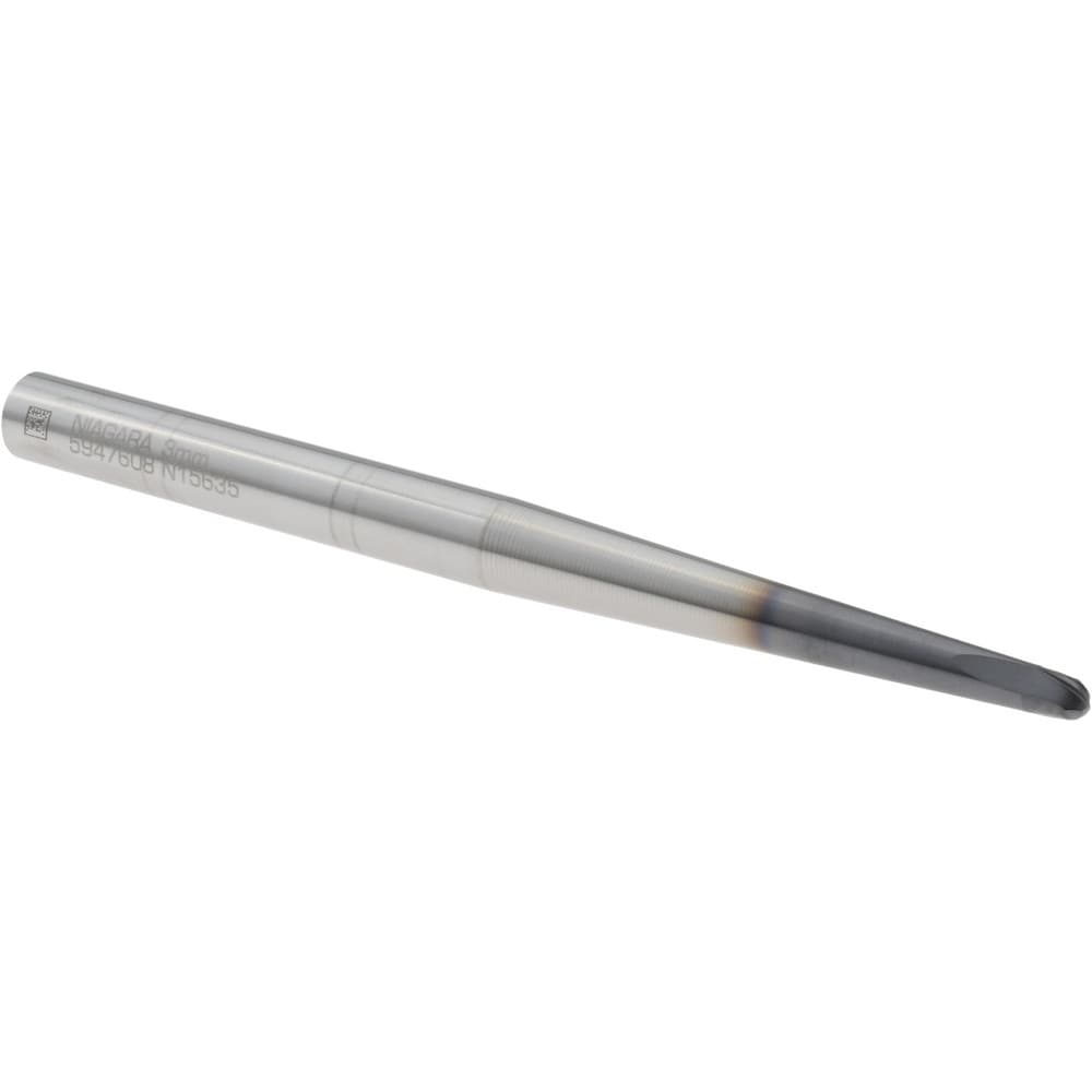 Ball End Mill: 3.00 mm Dia, 3.00 mm LOC, 2 Flute, Solid Carbide