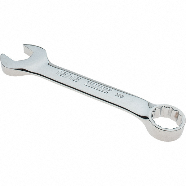 Combination Wrench: 15/16" Head Size, 15 deg Offset - 8-19/64" OAL, Steel, Polished Finish, Tether Capable
