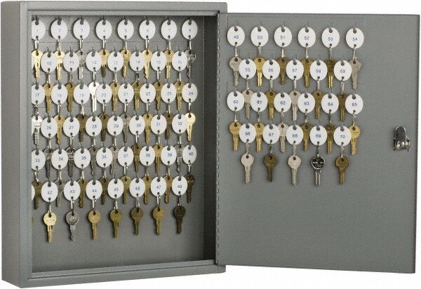 Key Control; Type: Key Box ; Number of Keys: 70 ; Color: Gray ; Height (Inch): 17.125 ; Width (Inch): 14 ; Depth (Inch): 3.125