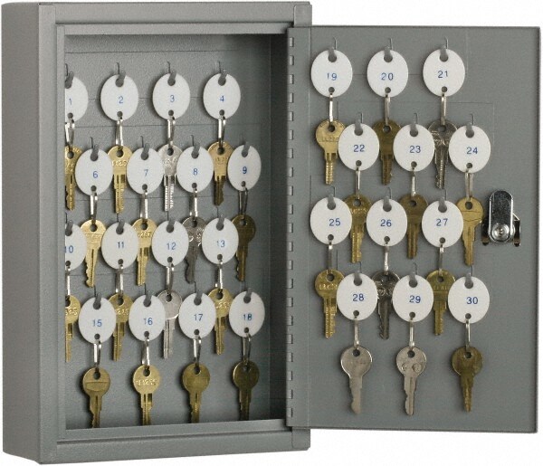 Key Control; Type: Key Box ; Number of Keys: 30 ; Color: Gray ; Height (Inch): 12.25 ; Width (Inch): 8 ; Depth (Inch): 2.5