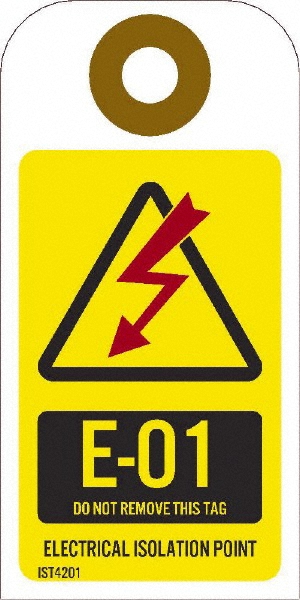 Energy Isolation Tag: 4" High, 2" Wide, Unrippable Vinyl, "Blank" - English