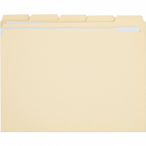 File Folders with Top Tab: Letter, Manila, 100/Pack - 11 Point Stock, 1/5 Tab Cut Location