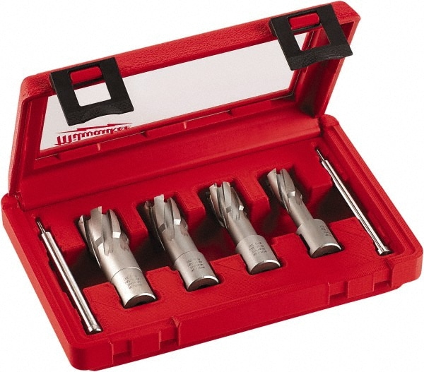 Milwaukee Tool 49-22-8430 4 Piece, 9/16 to 15/16" Cutter Diam, 1-3/8" Cutting Depth, Carbide-Tipped Annular Cutter Set Image