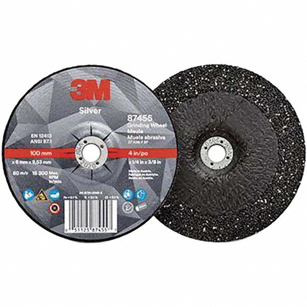 Depressed-Center Wheel: Type 27, 4" Dia, 1/4" Thick, 3/8" Hole, Ceramic - Resinoid Bond, 15300 Max RPM