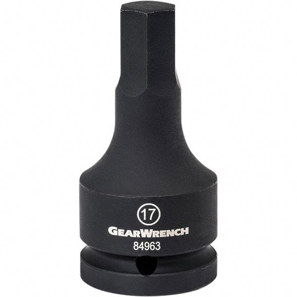 Impact Hex & Torx Bit Sockets; Drive Size: 3/4in (Inch); Hex Size (mm): 17.00 ; Overall Length: 3.4650in ; Overall Length (Decimal Inch): 3.4650 ; Material: Steel ; Insulated: No