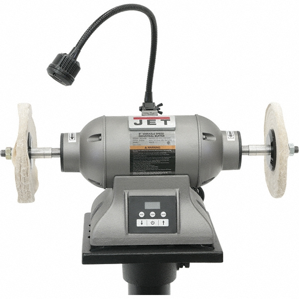 Bench Buffer: 8" Wheel Dia, 5/8" Arbor Hole Dia, 1 hp - 115 V, 1 Phase, 0.5" Wheel Thickness, 3,600 Max RPM