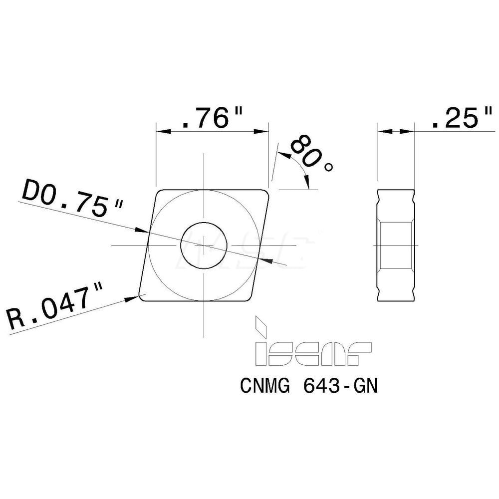 Iscar - Turning Insert: Cnmg643-gn Ic830, Carbide 