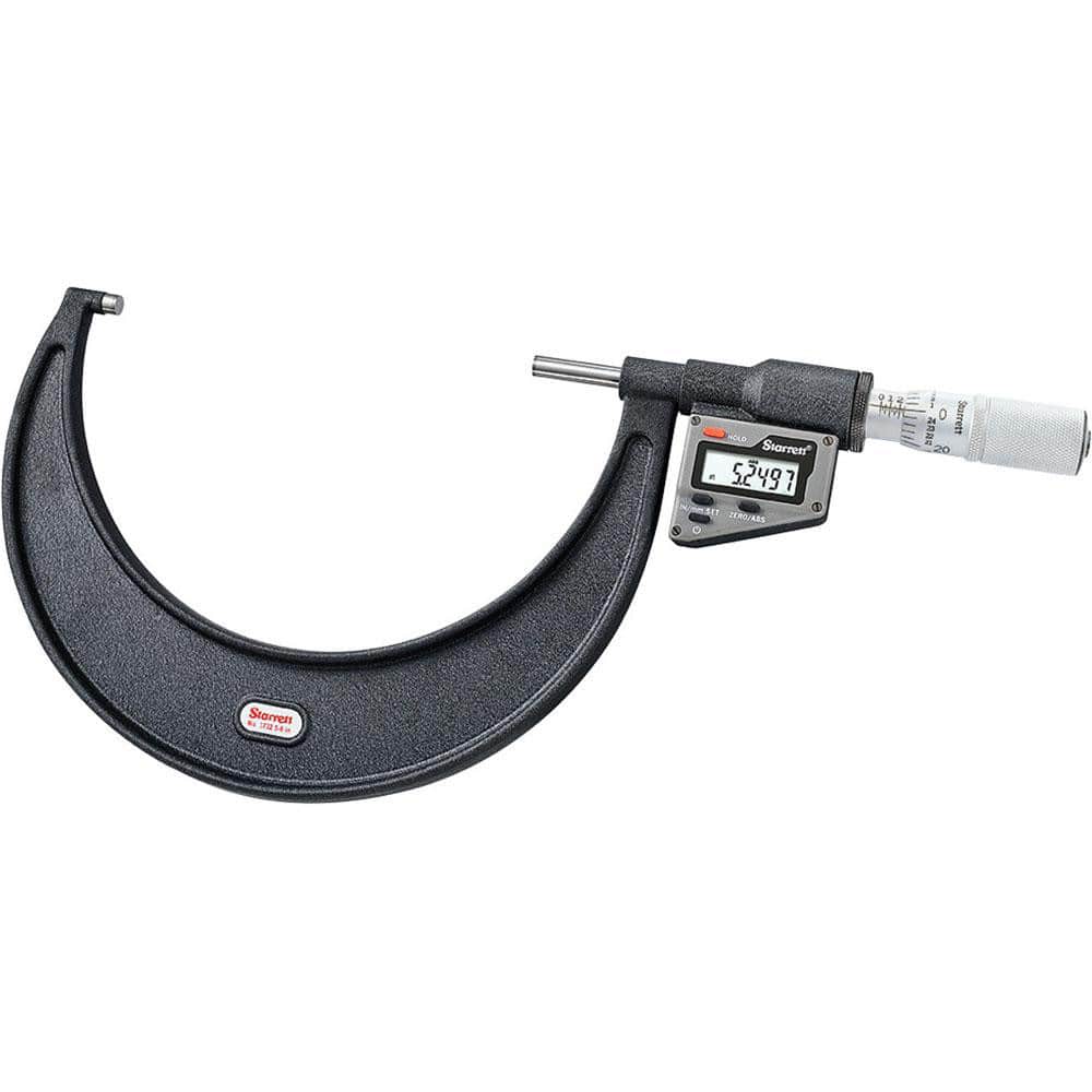 Starrett 12273 Electronic Outside Micrometer: 127 mm, Micro-Lapped Carbide Measuring Face 