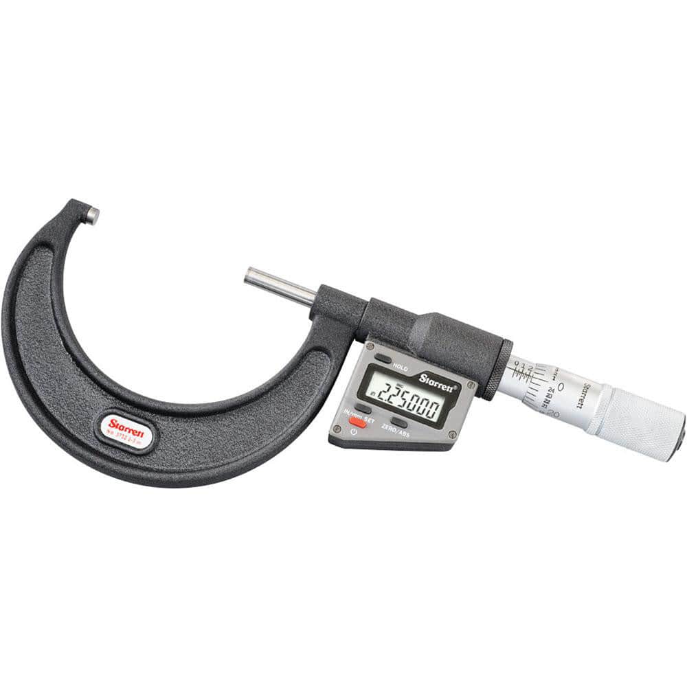 Starrett 12270 Electronic Outside Micrometer: 50.8 mm, Micro-Lapped Carbide Measuring Face 