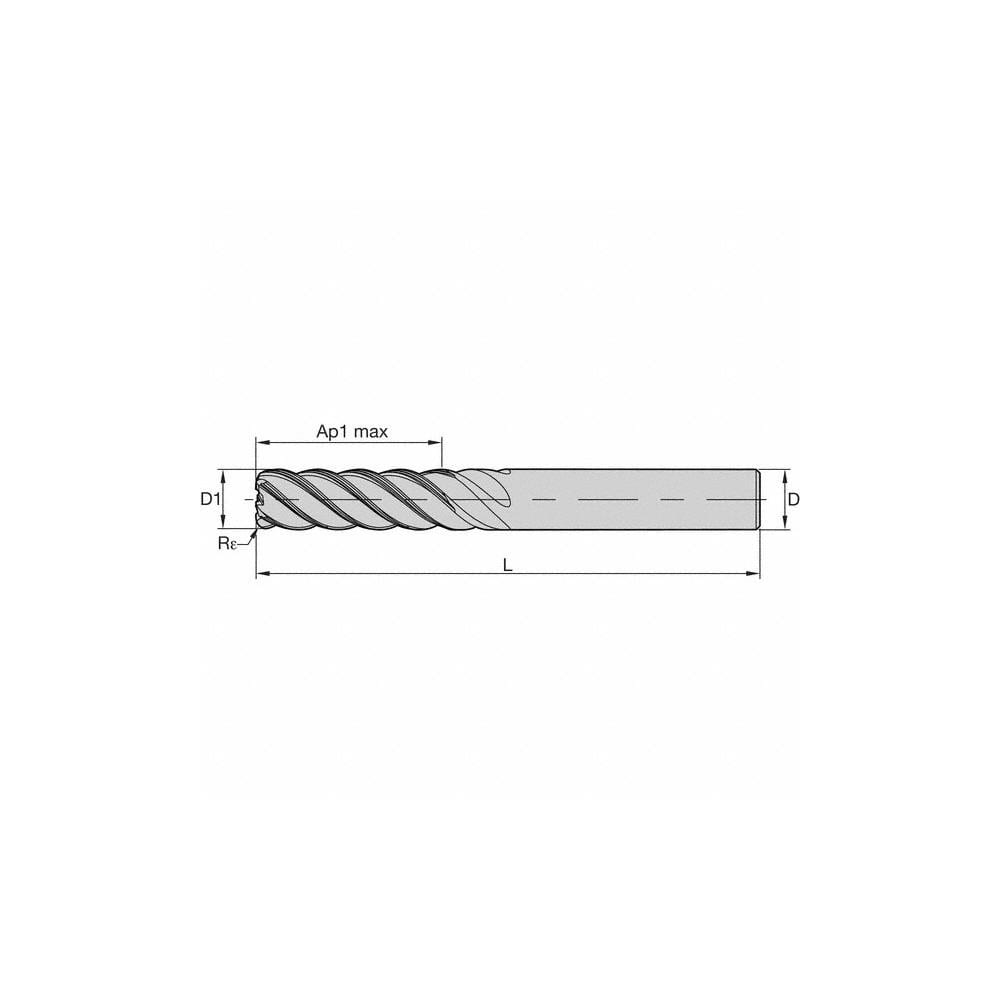 1/2" Diameter 5/8" LOC 2 Flute Single End TiCN Carbide End Mill USA #47895 