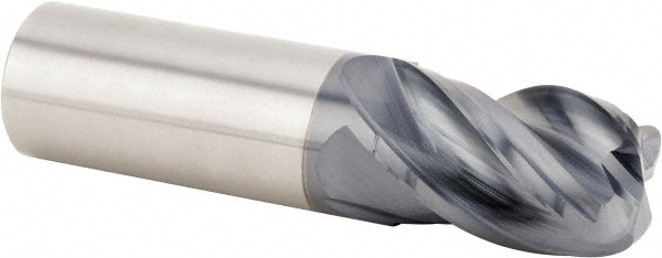 Kennametal 4079275 Corner Radius End Mill: 1/2" Dia, 1-1/4" LOC, 0.03" Radius, 4 Flutes, Solid Carbide Image