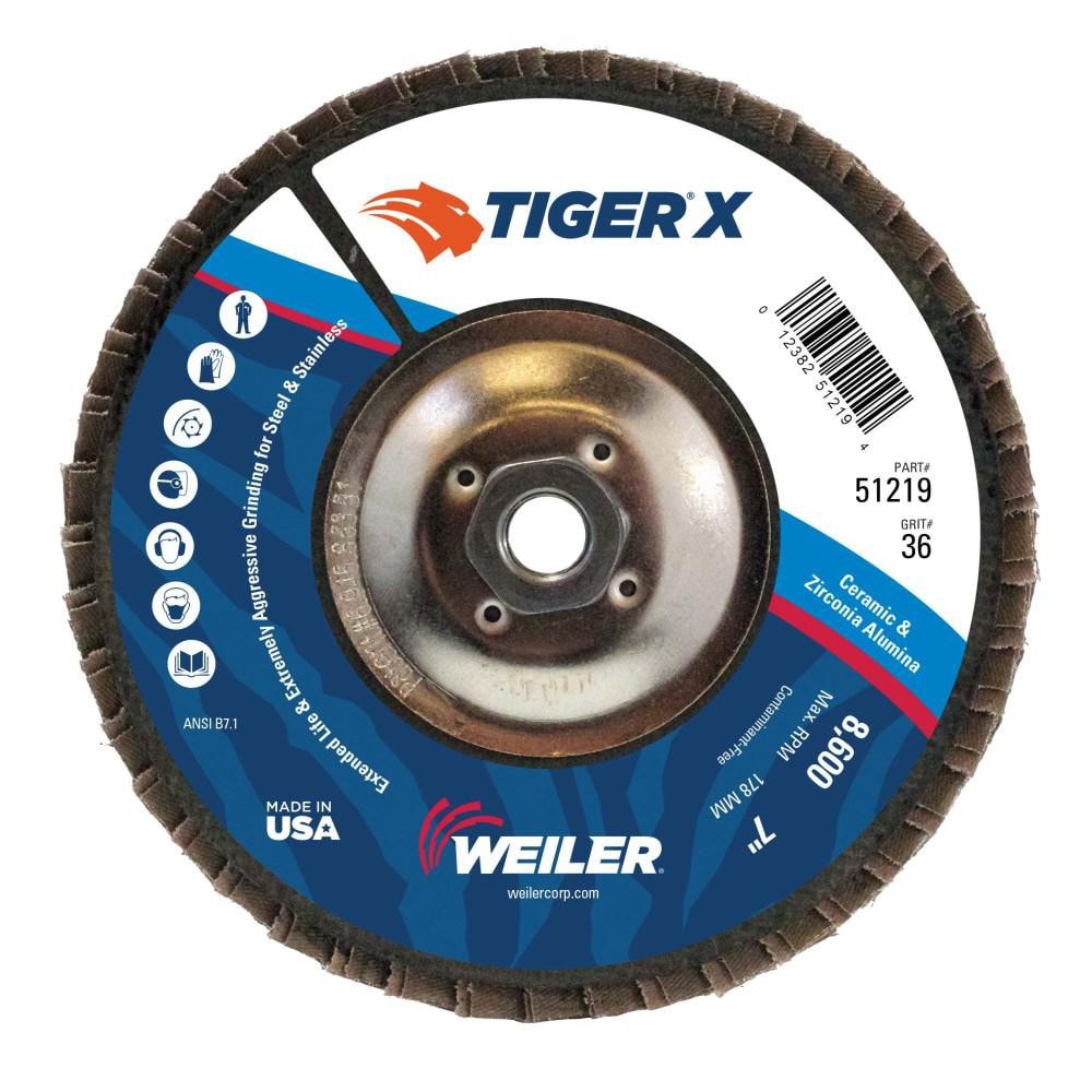 Weiler 51219 Flap Disc: 5/8-11 Hole, 36 & 501 Grit, Zirconia Alumina, Type 29 Image