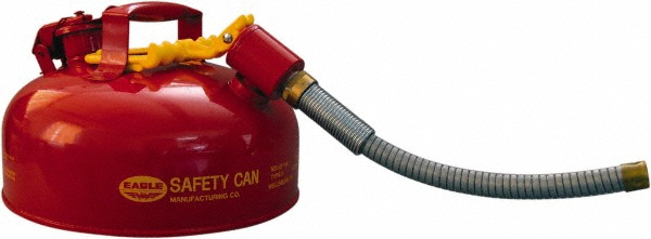 Safety Can: 1 gal, Steel - 7-1/4" High, 11-1/4" Dia, Red