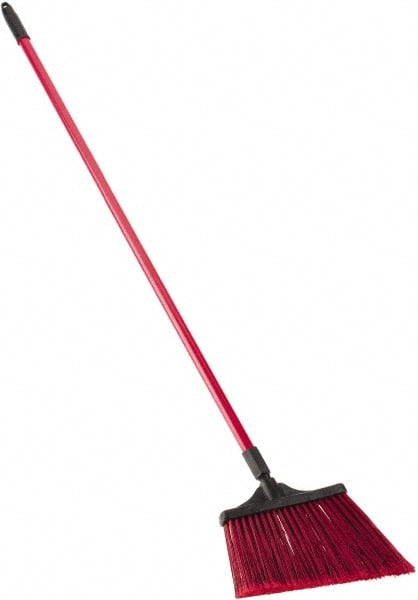 13" Wide, Red Synthetic Bristles, 48" Fiberglass Handle, Angled Broom