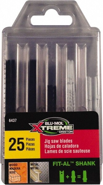 25 Piece, 2-3/4" to 3-1/2" Long, 6 to 18 Teeth per Inch, Carbon and Bi-Metal Jig Saw Blade Set