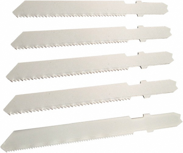 5 Piece, 3" to 3" Long, 10-14 to 24 Teeth per Inch, Bi-Metal Jig Saw Blade Set - Toothed Edge, U-Shank