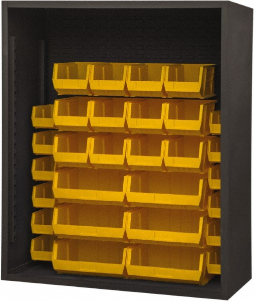 30 Bin Enclosed Shelving - 48 Inch Overall Width x 24 Inch Overall Depth x 48 Inch Overall Height, Yellow Polyethylene Bins