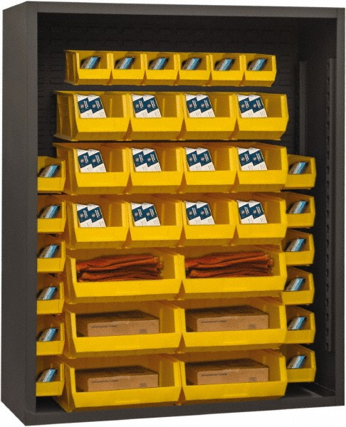 42 Bin Enclosed Shelving - 48 Inch Overall Width x 18 Inch Overall Depth x 72 Inch Overall Height, Yellow Polyethylene Bins