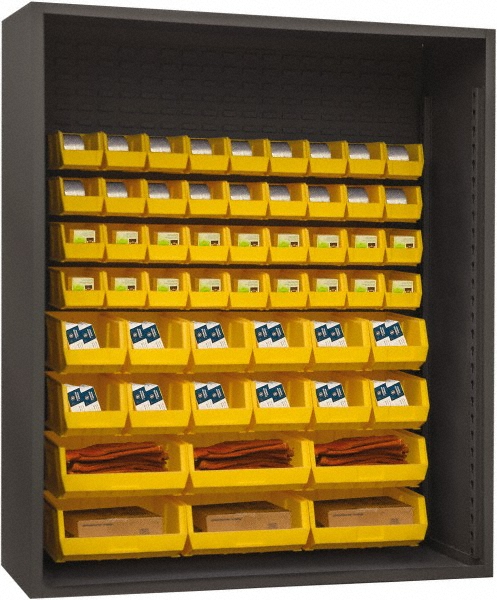 54 Bin Enclosed Shelving - 60 Inch Overall Width x 24 Inch Overall Depth x 60 Inch Overall Height, Yellow Polyethylene Bins