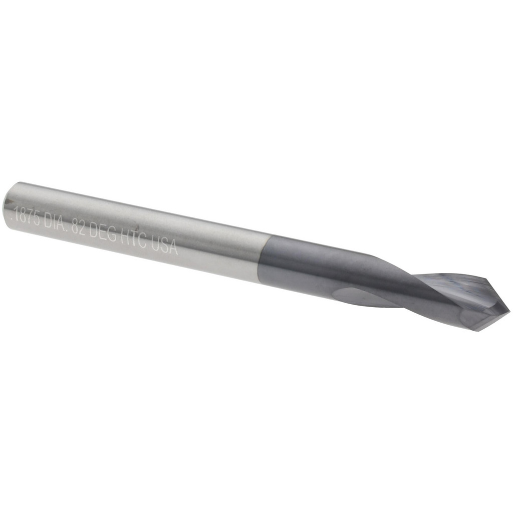 Harvey Tool Spotting Drill: 3/16" Dia, 82 deg, 2" OAL, Solid Carbide - 5/8" Flute Length, 3/16" Shank Dia, AlTiN Finish, Right Hand Cut