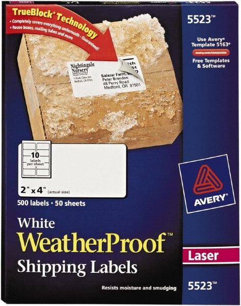 Label Maker Label: White, Polyester, 4" OAL, 4" OAW, 500 per Roll