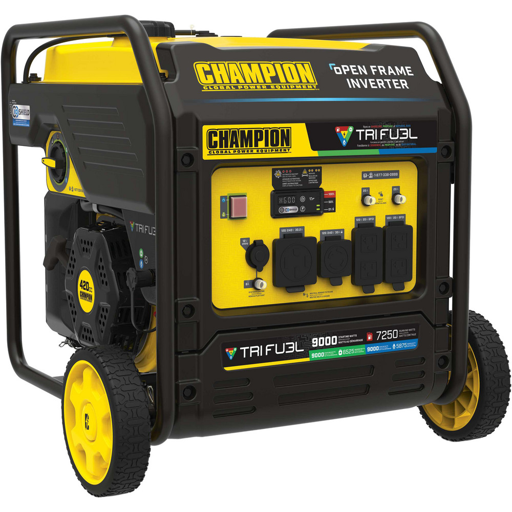 Portable Power Generators: Fuel Type: Gasoline, Propane, Natural Gas; Starting Method: Electric, Recoil; Running Watts: 7.25; Wattage (kW): 9