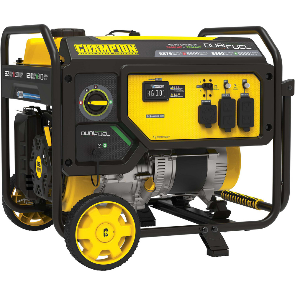 Portable Power Generators: Fuel Type: Gasoline, Propane; Starting Method: Recoil; Running Watts: 5.5; Wattage (kW): 6.88