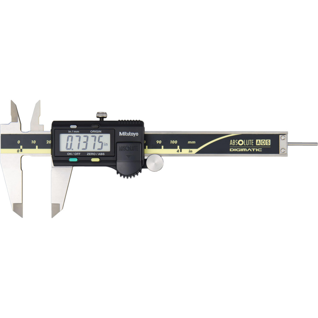 Mitutoyo Electronic Caliper: 100.00 mm/4", ±0.0100 mm/±0.0005" Resolution, ±0.01 mm/±0.0010" Accuracy, Calibrated, Steel
