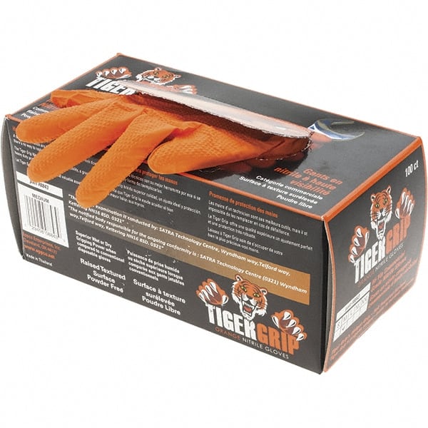 TigerGrip 8843 Disposable Gloves: Medium, 7 mil Thick, Nitrile 
