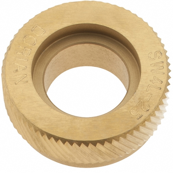 Dorian Tool 73310128142 Beveled Face Knurl Wheel: 1" Dia, 90 ° Tooth Angle, 25 TPI, Diagonal, High Speed Steel 