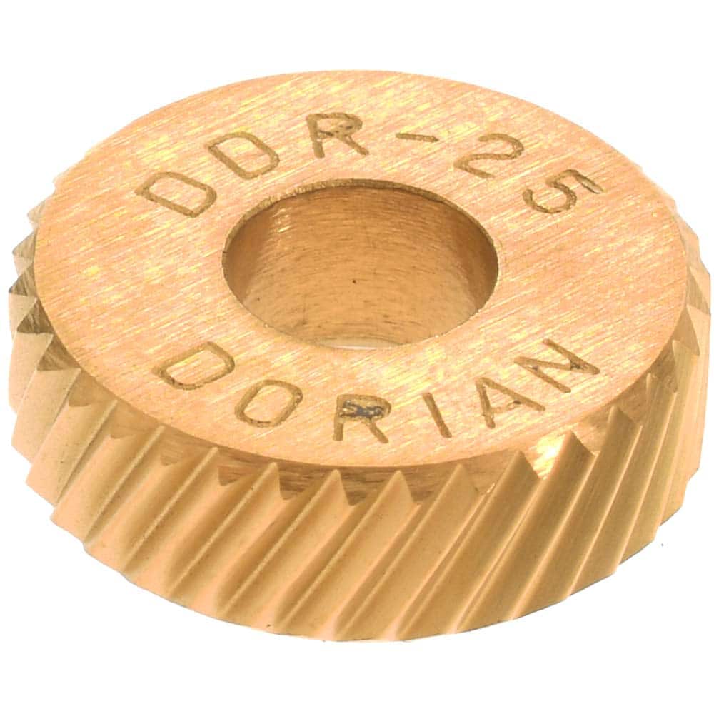 Dorian Tool 73310125086 Beveled Face Knurl Wheel: 1/2" Dia, 90 ° Tooth Angle, 25 TPI, Diagonal, High Speed Steel 
