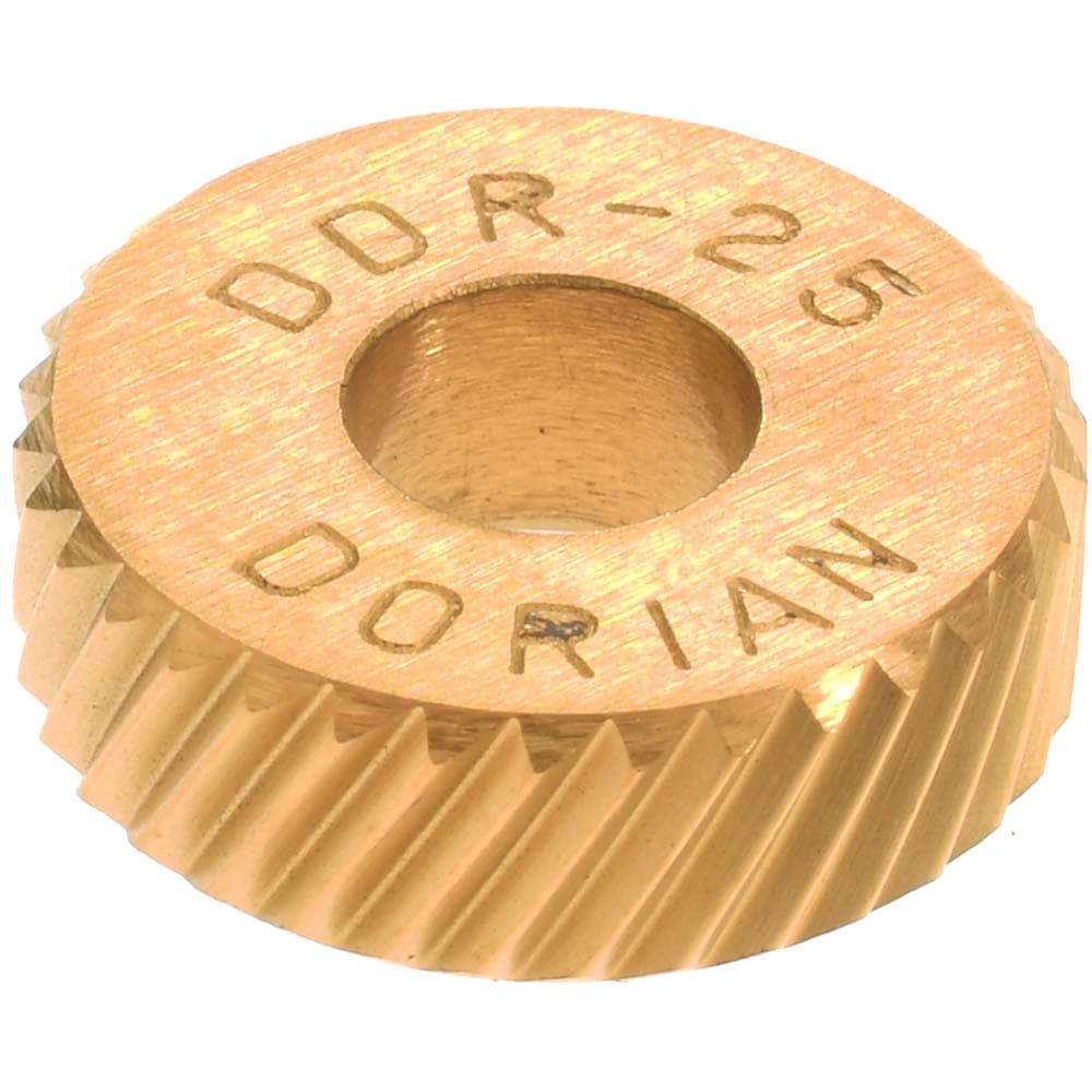 Dorian Tool 73310125086 Beveled Face Knurl Wheel: 1/2" Dia, 90 ° Tooth Angle, 25 TPI, Diagonal, High Speed Steel 