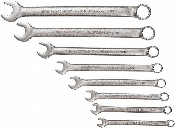 Combination Wrench Set: 8 Pc, Metric