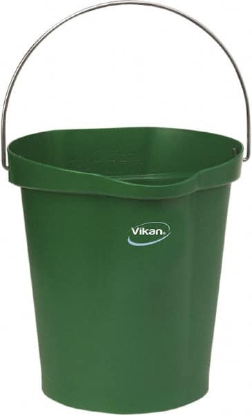 Vikan 56862 3 Gal, Polypropylene Round Green Single Pail with Pour Spout 