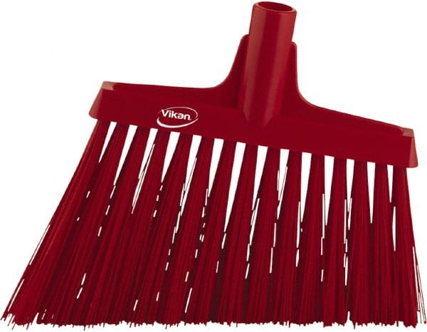 12" Wide, Red Synthetic Bristles, Angled Broom